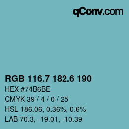 カラーコード: RGB 116.7 182.6 190 | qconv.com
