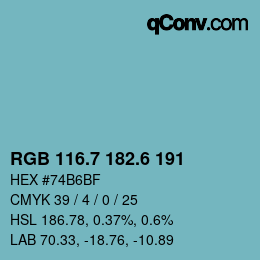 カラーコード: RGB 116.7 182.6 191 | qconv.com