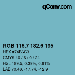 カラーコード: RGB 116.7 182.6 195 | qconv.com