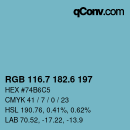カラーコード: RGB 116.7 182.6 197 | qconv.com