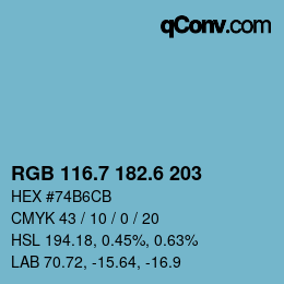 カラーコード: RGB 116.7 182.6 203 | qconv.com