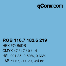 カラーコード: RGB 116.7 182.6 219 | qconv.com