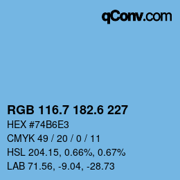 カラーコード: RGB 116.7 182.6 227 | qconv.com