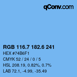 カラーコード: RGB 116.7 182.6 241 | qconv.com