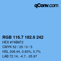 カラーコード: RGB 116.7 182.6 242 | qconv.com