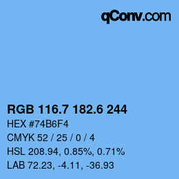 カラーコード: RGB 116.7 182.6 244 | qconv.com
