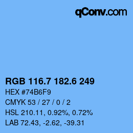 カラーコード: RGB 116.7 182.6 249 | qconv.com