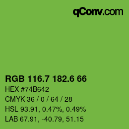 カラーコード: RGB 116.7 182.6 66 | qconv.com