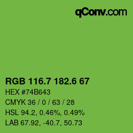 カラーコード: RGB 116.7 182.6 67 | qconv.com