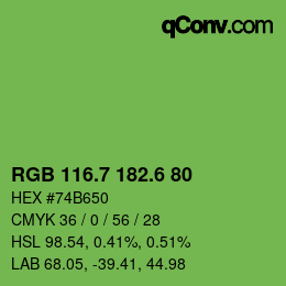 カラーコード: RGB 116.7 182.6 80 | qconv.com
