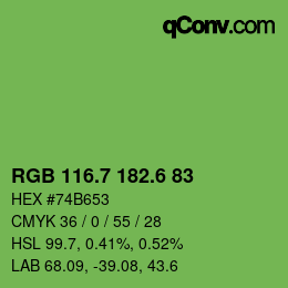 カラーコード: RGB 116.7 182.6 83 | qconv.com