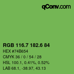 カラーコード: RGB 116.7 182.6 84 | qconv.com