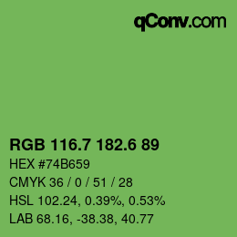 カラーコード: RGB 116.7 182.6 89 | qconv.com