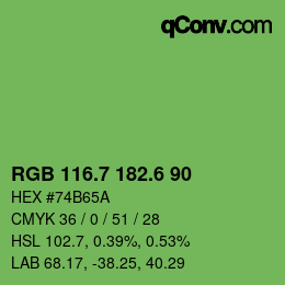 カラーコード: RGB 116.7 182.6 90 | qconv.com