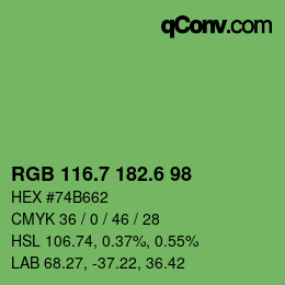 カラーコード: RGB 116.7 182.6 98 | qconv.com