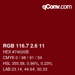 カラーコード: RGB 116.7 2.6 11 | qconv.com
