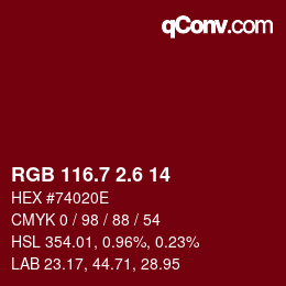 カラーコード: RGB 116.7 2.6 14 | qconv.com