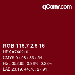 カラーコード: RGB 116.7 2.6 16 | qconv.com