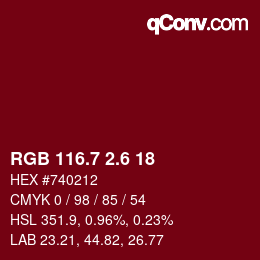 カラーコード: RGB 116.7 2.6 18 | qconv.com