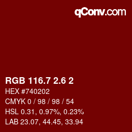 カラーコード: RGB 116.7 2.6 2 | qconv.com