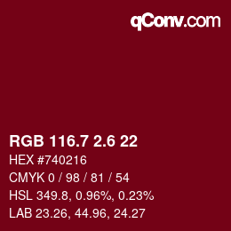 カラーコード: RGB 116.7 2.6 22 | qconv.com