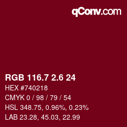 カラーコード: RGB 116.7 2.6 24 | qconv.com