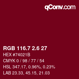 カラーコード: RGB 116.7 2.6 27 | qconv.com