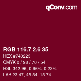 カラーコード: RGB 116.7 2.6 35 | qconv.com