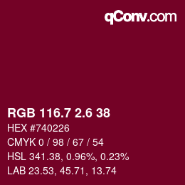 カラーコード: RGB 116.7 2.6 38 | qconv.com