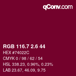 カラーコード: RGB 116.7 2.6 44 | qconv.com