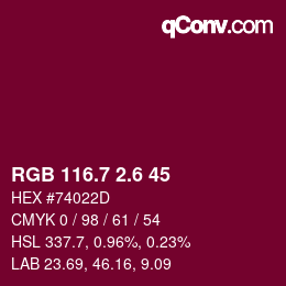 カラーコード: RGB 116.7 2.6 45 | qconv.com
