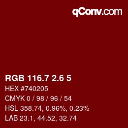 カラーコード: RGB 116.7 2.6 5 | qconv.com