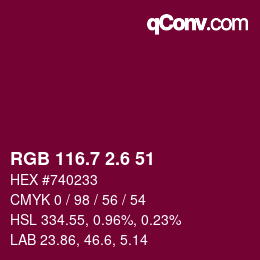 カラーコード: RGB 116.7 2.6 51 | qconv.com