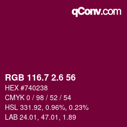 カラーコード: RGB 116.7 2.6 56 | qconv.com
