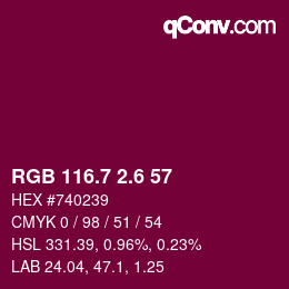 カラーコード: RGB 116.7 2.6 57 | qconv.com