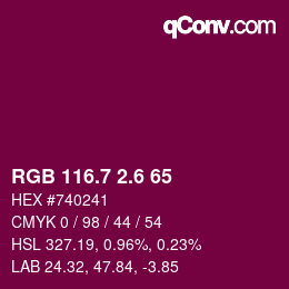 カラーコード: RGB 116.7 2.6 65 | qconv.com