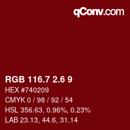 カラーコード: RGB 116.7 2.6 9 | qconv.com