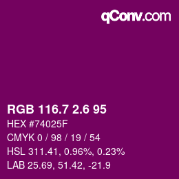 カラーコード: RGB 116.7 2.6 95 | qconv.com