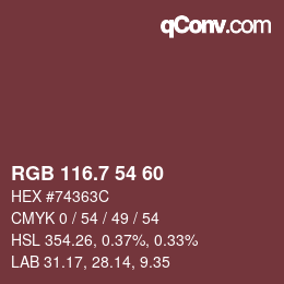 カラーコード: RGB 116.7 54 60 | qconv.com