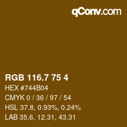カラーコード: RGB 116.7 75 4 | qconv.com