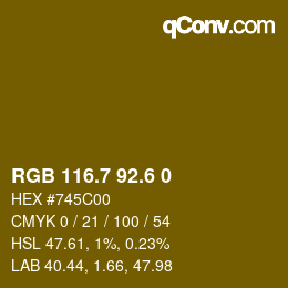 カラーコード: RGB 116.7 92.6 0 | qconv.com
