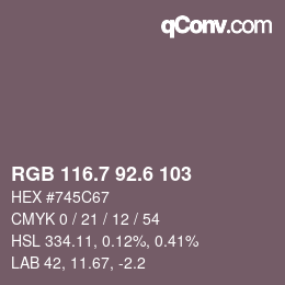 カラーコード: RGB 116.7 92.6 103 | qconv.com