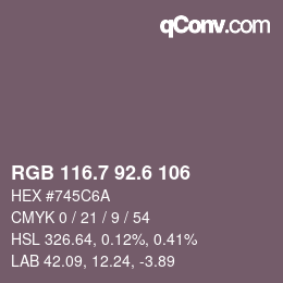 カラーコード: RGB 116.7 92.6 106 | qconv.com