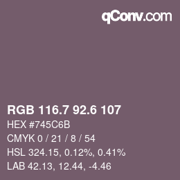 カラーコード: RGB 116.7 92.6 107 | qconv.com