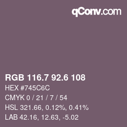 カラーコード: RGB 116.7 92.6 108 | qconv.com