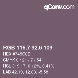 カラーコード: RGB 116.7 92.6 109 | qconv.com