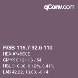 カラーコード: RGB 116.7 92.6 110 | qconv.com