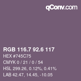 カラーコード: RGB 116.7 92.6 117 | qconv.com