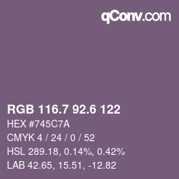 カラーコード: RGB 116.7 92.6 122 | qconv.com