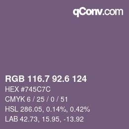 カラーコード: RGB 116.7 92.6 124 | qconv.com
